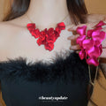 Gold Chain Matte Petal Cluster Necklace Four Colors view 2