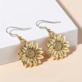 Sunflower Drop Hook Earrings Gold Silver Rose Gold view 2