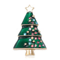 Crystal Studded Christmas Tree Brooch in Green and Red view 2
