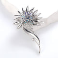 Blue Flower Crystal Two Designs Metal Brooch Pin for Jackets and Lapels view 3