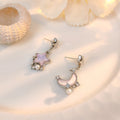 Pink and Blue Star Moon Chain Tassel Stud Earrings view 2