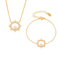 Sunburst Zircon Pendant Necklace Bracelet With Flat Side Chain view 5