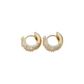 Crystal Edged Small Hoop Earrings with White Center Stones view 5