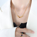 Curved Bar Inlay Necklace Gold Onyx Lapis Tiger Eye view 4
