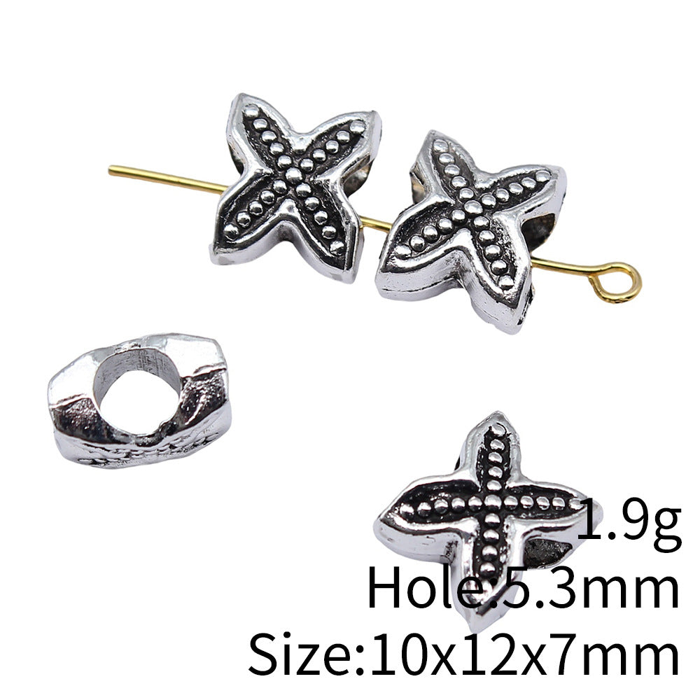 10x12x7mm 1.9g Antique Silver Zinc Alloy Geometric Large Hole Beads for DIY Bracelet Jewelry