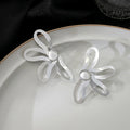 Openwork Flower Stud Earrings Gold Silver Metal Center view 7