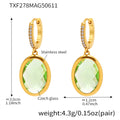 Gold Pave Huggie Oval Czech Glass Drop Earrings Pair view 10