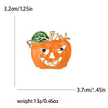 Orange Jack O Lantern Pumpkin Brooch With Green Leaf view 5