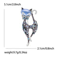 Long Crystal Cat Brooch With Faceted Crystals And Polished Metal Details view 6