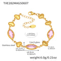 Gold Heart Link Marquise Czech Glass Bracelet Colors view 11