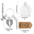 Silver Angel Heart Wings and Pearl Keychain and Attached Hardware view 2