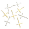 Long Crystal Cross Charms in Gold Tone and Silver Tone view 2