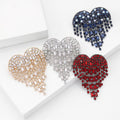 Heart Rhinestone Fringe Brooch in Four Colors Decorative Lapel Pin view 2