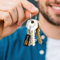 Good Boy Black Rectangular Tag Keychain With Silver-Tone Ring view 3