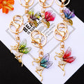 Mini Bee Keychains with Green Fuchsia and Purple Translucent Wings view 2