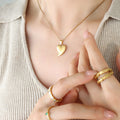 Polished Asymmetric Heart Pendant Necklace Gold Steel Tone view 4