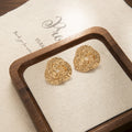 Textured Gold Tone Open Round Statement Stud Earrings view 3