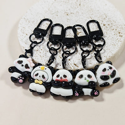 Main product view of panda Figure Black Clip Charms in Five Distinct Poses