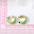 Gold Tone Enamel Lash Evil Eye Huggie Hoop Earrings view 5
