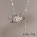 Flower Butterfly Tassel Necklace in Silver Tone Jewelry view 4
