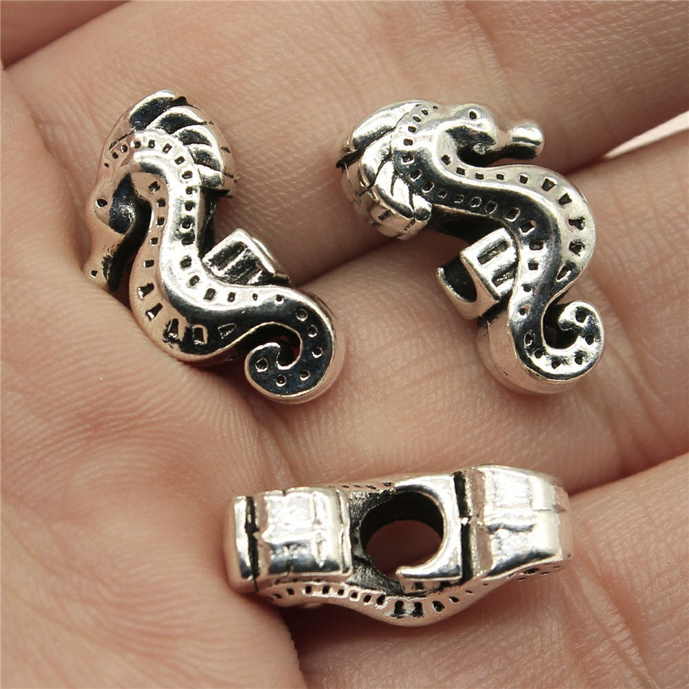 19x11x8mm 4g Multicolor Zinc Alloy Seahorse Large Hole Loose Metal Beads for Bracelet Jewelry Making