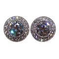 Round Double-Halo Stud Earrings In Silver And Gold Tones view 5