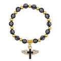 Winged Cross Bead Stretch Bracelets Six Colors Gold Spacers view 6