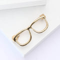 Polished Eyeglass Frame Brooch in Three Metal Tones view 3
