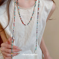 Multicolor Beaded Long Necklace With Pearl Drop Accents view 3
