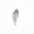 Rose and Feathered Wing Metal Charm in Three Finishes view 5