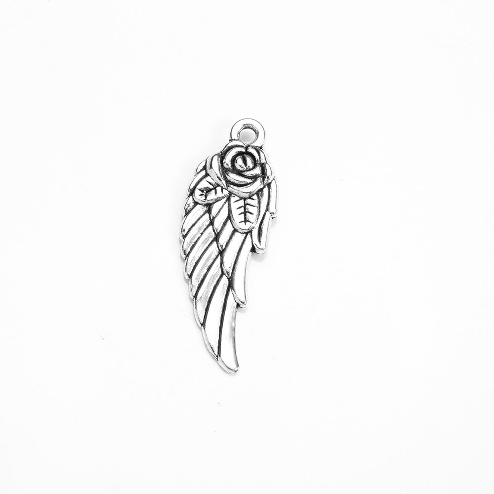 Double-Sided Feather Alloy Charm Pendant for DIY Jewelry