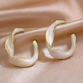 Ivory Square Hoop Earrings Polished Jewelry Accessory view 1