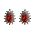 Red Teardrop Zircon Halo Mini Stud Earrings Silver Tone view 5