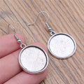 Round Cabochon Tray Dangle Earrings in Two Antique Finishes view 3
