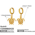 Turtle Charm Dangle Hoop Earrings Clear Crystal Shell view 11