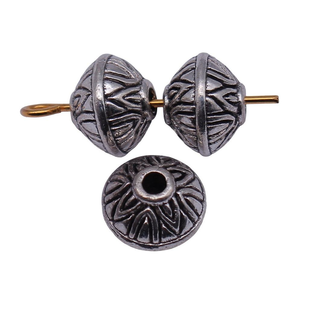 9.1x9.1x7.2mm 1.5g Antique Silver Zinc Alloy Double Sided Textured Loose Metal Beads for Jewelry Making