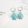 Turquoise Stone Silver Hoop Drop Earrings 11 Styles view 2