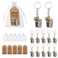 Back To School Pencil Cup Wood Print Keychain Silver Ring view 1