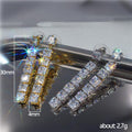 Square Clear CZ Linear Drop Stud Earrings Gold Silver view 5