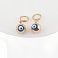 Gold Tone Glass Evil Eye Earrings and Adjustable Ring Options view 3