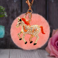 Crystal Winged Horse Keychains with Faux Fur Pompoms and Plain Options view 8