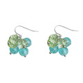 Silver Mint Green Turquoise Crackle Glass Cluster Hook Earrings view 5