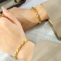 Chunky Curb Link Bracelet Adjustable Gold or Steel Tone view 4