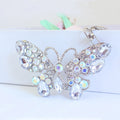 Faceted Stone Butterfly Alloy Keychain With Split Ring And Clasp view 4