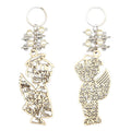 Wooden Guardian Angel Script Keychain Pearl Beads Metal Charm view 5