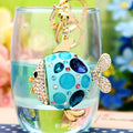 Jeweled Multigem Round Fish Keychains in Four Colors with Braided and Plain Loops view 11