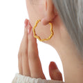 Textured Wavy Geometric Hoop Earrings Gold Or Silver Finish view 1