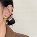 Textured Ginkgo Leaf Stud Earrings Gold or Silver Tone view 3