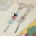 Heart Clasp Gradient Bead Tassel Keychain Three Colorways view 3
