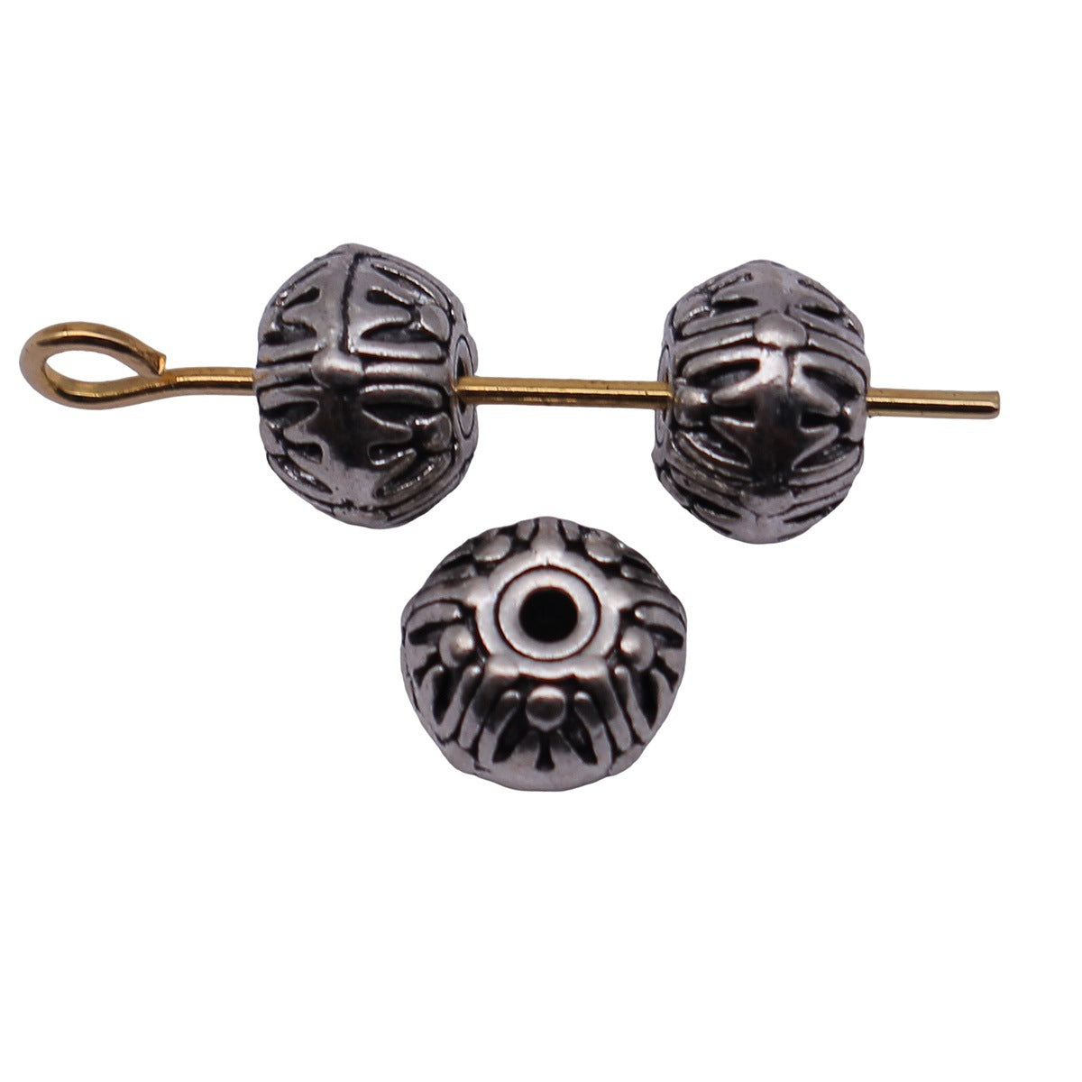7.2x7.2x5mm 0.84g Antique Silver Zinc Alloy Double Sided Texture Spacer Beads for Bracelet Jewelry Making